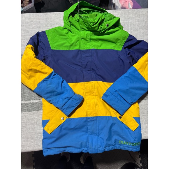 Burton Other - Kids Burton Snowboard Jacket Size L Colorblock Green Blue Yellow Navy Hooded ski